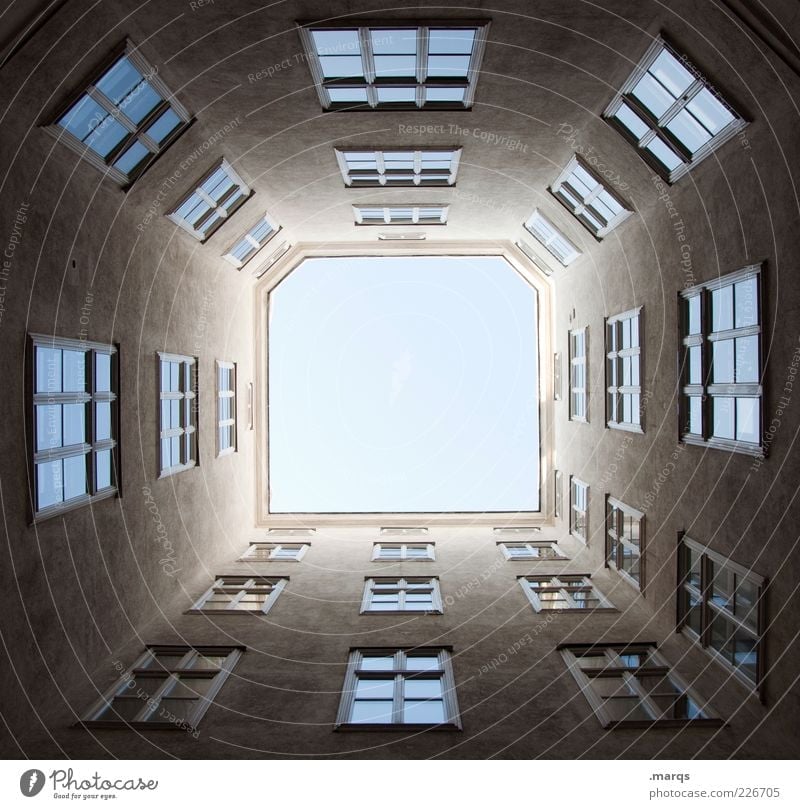windows Cloudless sky Building Architecture Facade Window Large Tall Perspective Symmetry Backyard Skyward Vienna Colour photo Exterior shot Copy Space middle