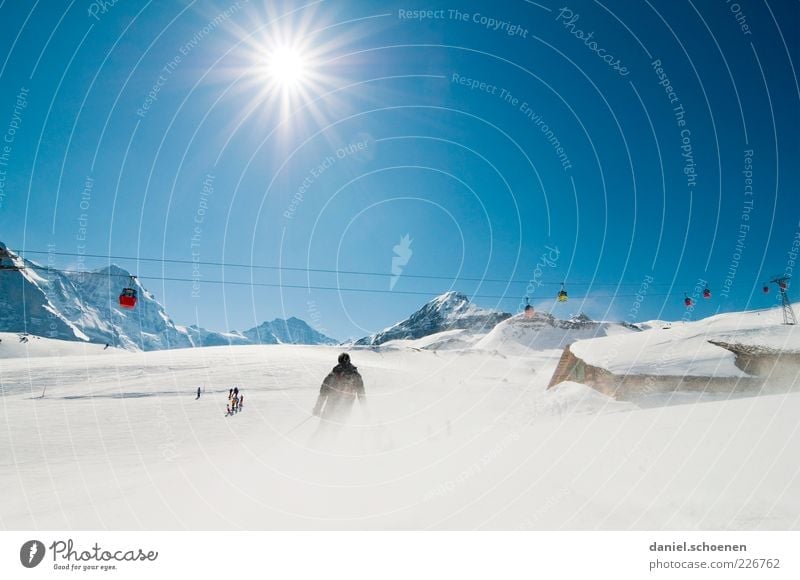 Grindelwald Leisure and hobbies Vacation & Travel Tourism Winter Snow Winter vacation Winter sports Ski run Sky Cloudless sky Climate Beautiful weather Alps