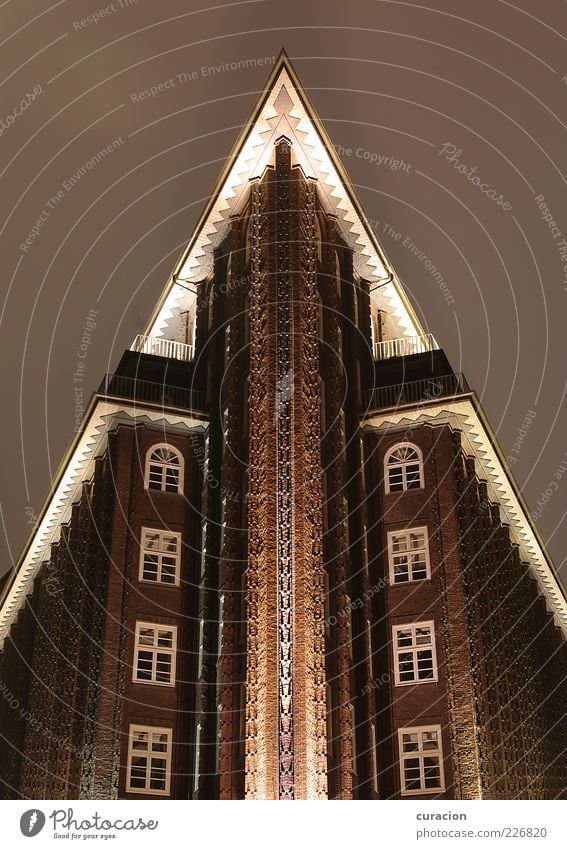 Chile top Sky Night sky Hamburg Germany Manmade structures Building Architecture Account office building Facade Balcony Roof Tourist Attraction Landmark