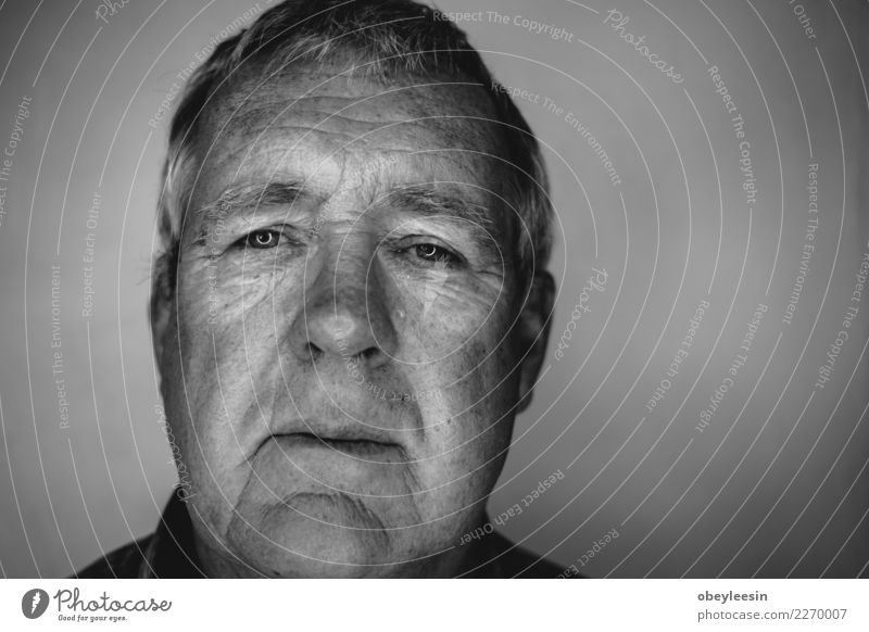 Close up face portrait Older Face Human being Man Adults Grandfather Hand Think Sadness Natural Gray Black White Loneliness Fear Middle head sad people