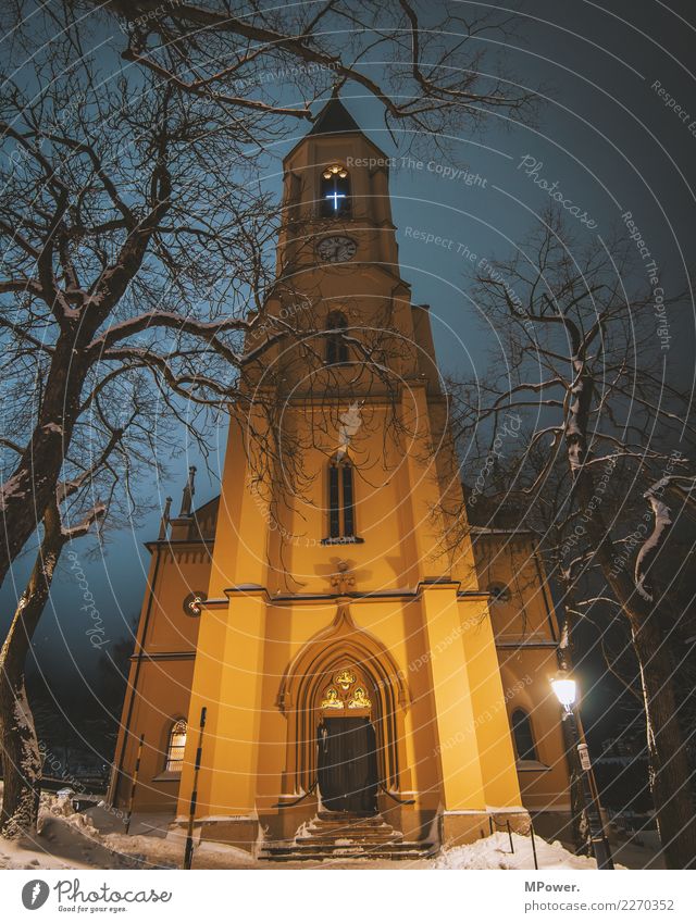 GOTTESHAUS Village Church Dome Tower Facade Historic Tall Hope Religion and faith Winter Christian cross Catholicism Christianity House of worship God