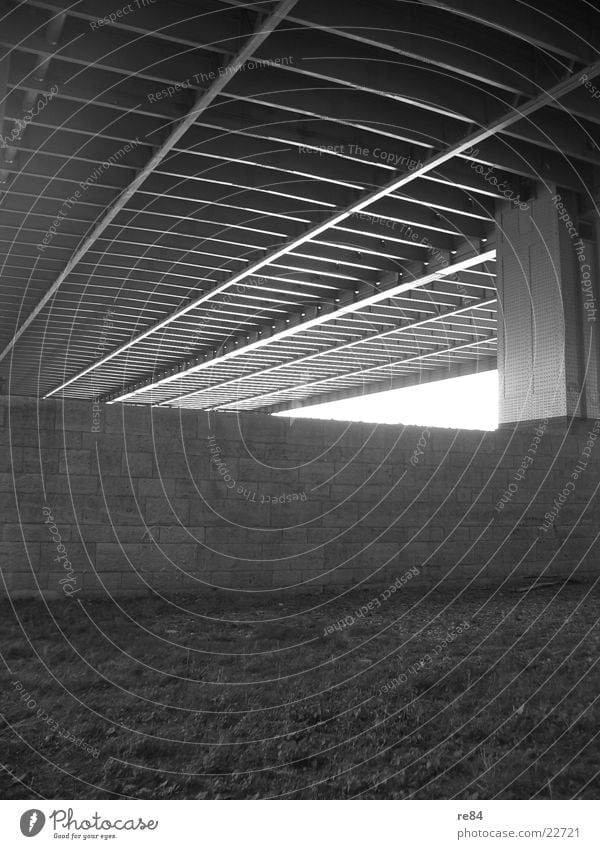 under the bridge Cologne Severins bridge Under Steel Raw Iron Concrete Gray Black White Bridge Rhine Perspective Shadow Stone Cologne-Deutz