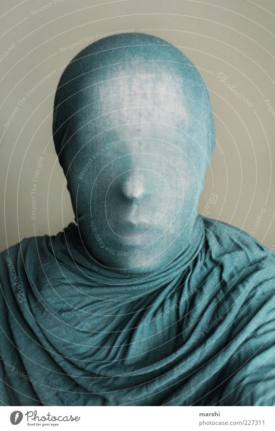 anonymous shell Style Human being Head 1 Emotions Anonymous Rag Sheath Wrap Packaged Abstract Vail Unclear Face Faceless Colour photo Interior shot Studio shot