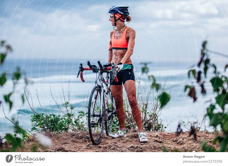 Reach to the top Lifestyle Sports Fitness Sports Training Sportsperson Cycling Bicycle Nature Landscape Plant Clouds Storm Waves Coast Beach Breathe
