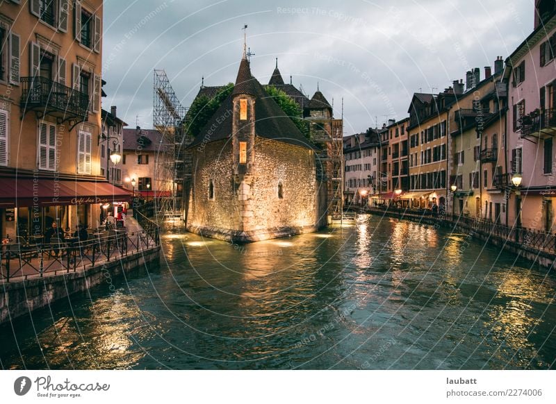 Annecy by night, France Lifestyle Vacation & Travel Tourism Trip City trip Art Savoie Europe Village Small Town Port City Downtown Old town Pedestrian precinct