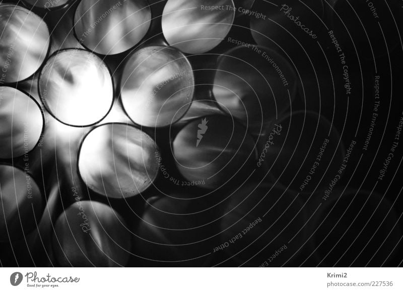drinking tube Pipe Straw Plastic Round Gray Black White Black & white photo Interior shot Close-up Detail Abstract Pattern Structures and shapes Deserted