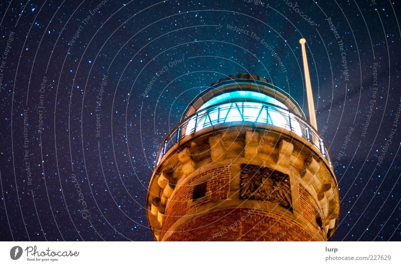 starlight, our local inspiration Sky Lighthouse Blue Kiel Holtenau Beam of light Radiation Stars Starry sky Colour photo Exterior shot Night Night sky Lighting