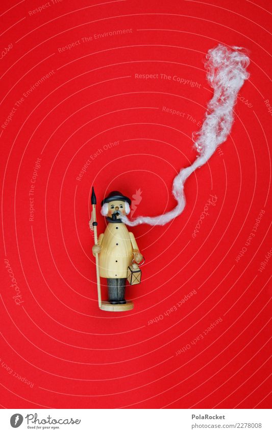 #A# Red Smoker Art Esthetic Christmas & Advent Smoked smoking manikin Smoking Advent Calendar Smoky Cigarette break No smoking Colour photo Multicoloured