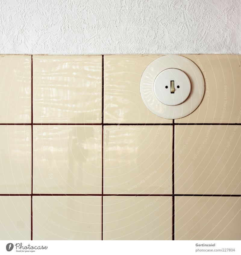 Let's see some light Wallpaper Retro Old fashioned Light switch Tile Seam Graph Colour photo Subdued colour Interior shot Copy Space left Copy Space bottom