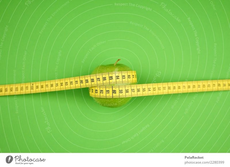 #AS# Apple measure Fitness Sports Training Eating Green Tape measure Yellow Healthy Healthy Eating Measure Diet Organic produce Good intentions Fruit