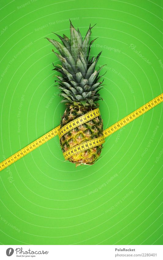 #AS# wound crooked Fitness Sports Training Diet Pineapple Tape measure Measure Yellow Green 2 Stripe Digits and numbers Exotic Vitamin Fruit Tropical fruits