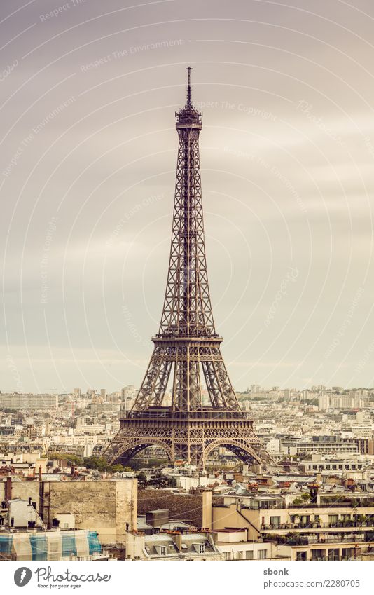 Paris Eiffel Tower Town Tourist Attraction Landmark Monument Vacation & Travel France Colour photo Exterior shot