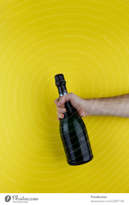 #AS# Alcohol black-yellow Art Esthetic Alcoholic drinks Alcohol-fueled Sparkling wine Champagne bottle Party Feasts & Celebrations Party mood Party service