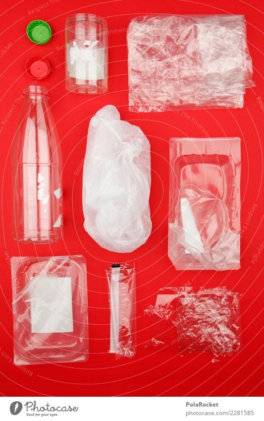 #AS# Plastic garbage Art Work of art Esthetic Red Statue Plastic cup Plastic container Plastic Sheeting Plastic world Trash Packaging Packaging material