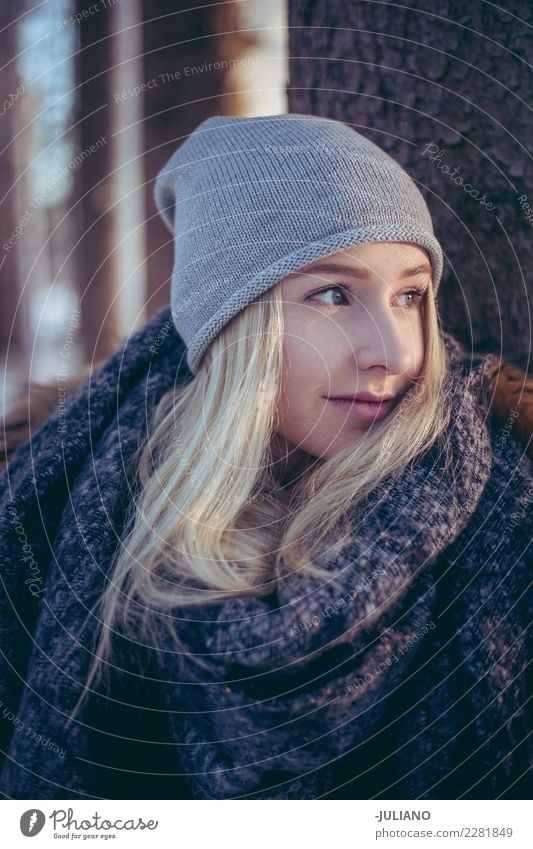 Portrait of young woman in winter Lifestyle Joy Trip Adventure Freedom Winter Snow Winter vacation Human being Feminine Young woman Youth (Young adults)