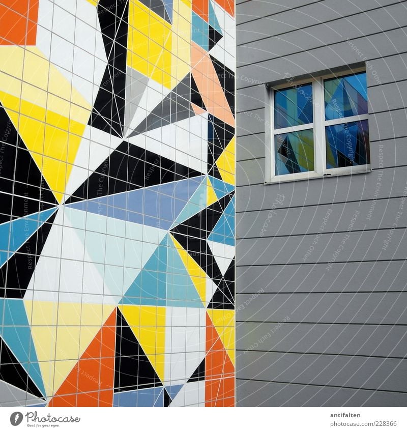 Colourful corners Museum Work of art Duesseldorf Germany House (Residential Structure) Wall (barrier) Wall (building) Facade Window Tourist Attraction