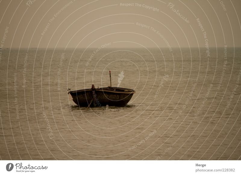 offshore Environment Nature Ocean Rowboat Loneliness Dream Colour photo Morning