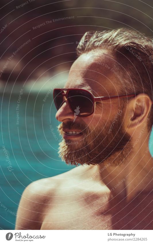A sunny day at the beach Vacation & Travel Beach Ocean Camera Human being Man Adults Clothing Sunglasses Beard Smiling Stand Happiness Brown Self-confident