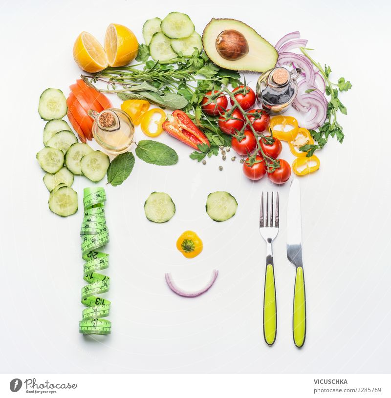 Healthy lifestyle and diet concept. Food Vegetable Lettuce Salad Nutrition Organic produce Vegetarian diet Diet Cutlery Style Design Joy Healthy Eating