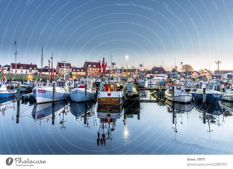 Gilleleje fishing port Vacation & Travel Fishery Water Cloudless sky Sunrise Sunset Baltic Sea Denmark Europe Fishing village Harbour Fishing boat Calm