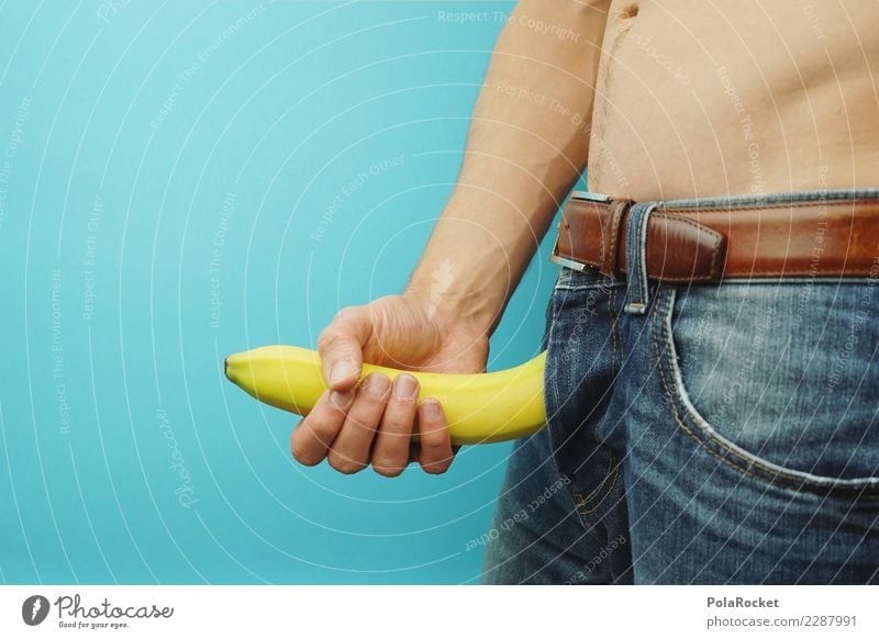 #AS# Banana on hold Design Joy Esthetic Man Masculine Male nude Banana tree Banana clip Hand Masturbation Self-service Sexuality Sex drive Penis Gender