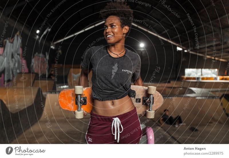 Girls just want to have skate Sports Halfpipe Afro Happy Skateboard Skateboarding Ice-skating Skater circuit Asians Indonesian Graffiti City life Subculture