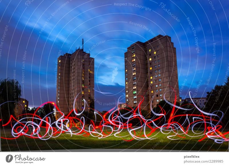 prefabricated building with Lightpainting Berlin Germany Europe Town Capital city House (Residential Structure) High-rise Park Building Architecture