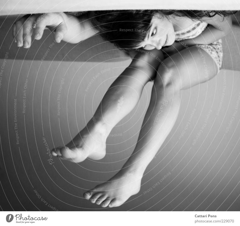 antiGravity Human being Feminine Young woman Youth (Young adults) Woman Adults Hand Legs Feet 1 Smiling Lie Looking Happiness Cute Gray Black White Joy Opposite