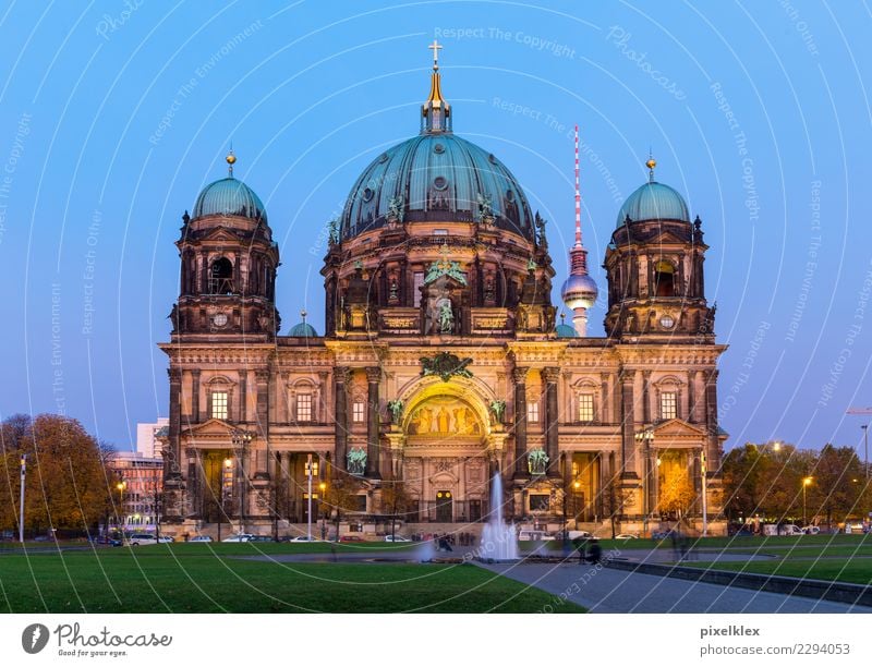 Berlin Cathedral Luxury Night life Downtown Berlin Germany Europe Town Capital city Old town House (Residential Structure) Church Dome Park Places Tower