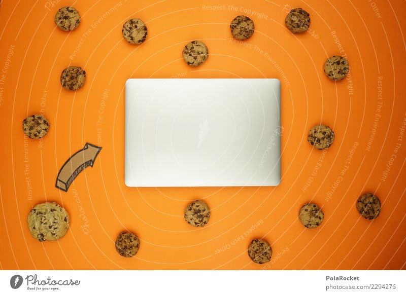 #AS# Cookie attack Art Esthetic Creativity cookie Virus Attack Aggressive Notebook Data protection error message Orange Many Comic Internet Pattern Arrow Date