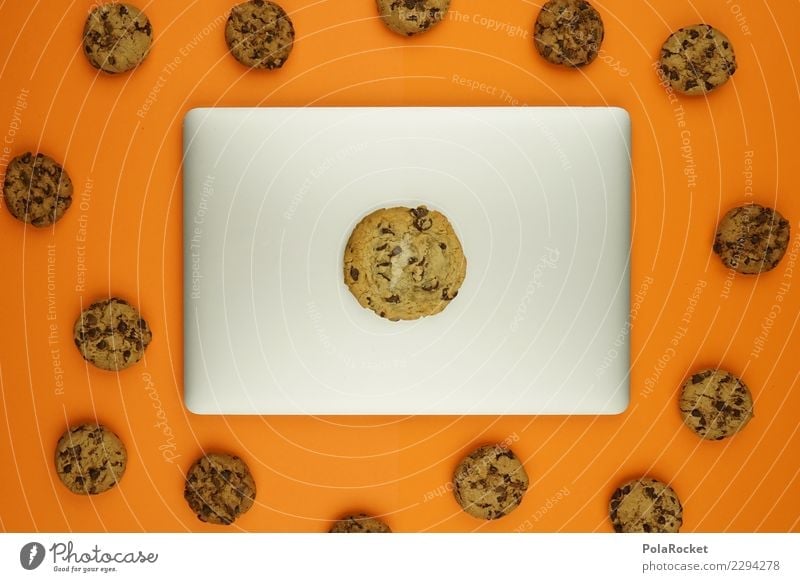 #AS# Big Cookies Inside ? Notebook Safety Computer Concern Art Esthetic Creativity Virus Attack Aggressive Data protection error message Orange Many Comic