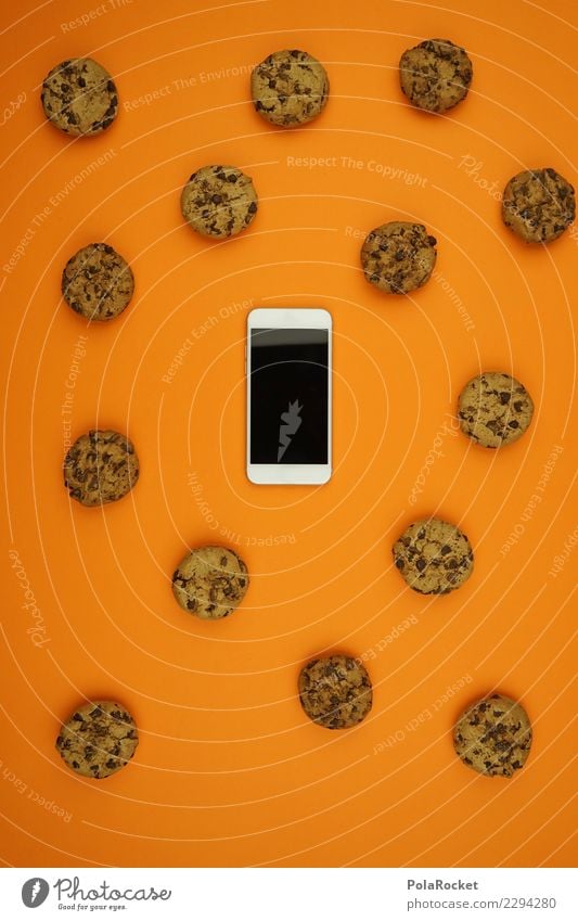 #AS# Cookies everywhere II Cellphone Fear White cookies Orange Safety Spy Attack Many Aggressive Creativity Esthetic Data protection Private sphere