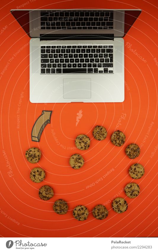 #AS# Cookie Tornado Computer Fear Concern Art Esthetic Creativity cookie Virus Attack Aggressive Notebook Data protection Orange Keyboard error message Many