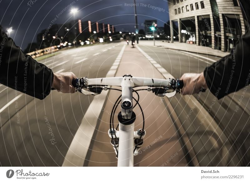 cyclist's perspective Leisure and hobbies Sports Cycling Masculine Arm Hand 1 Human being Transport Means of transport Passenger traffic Street Crossroads