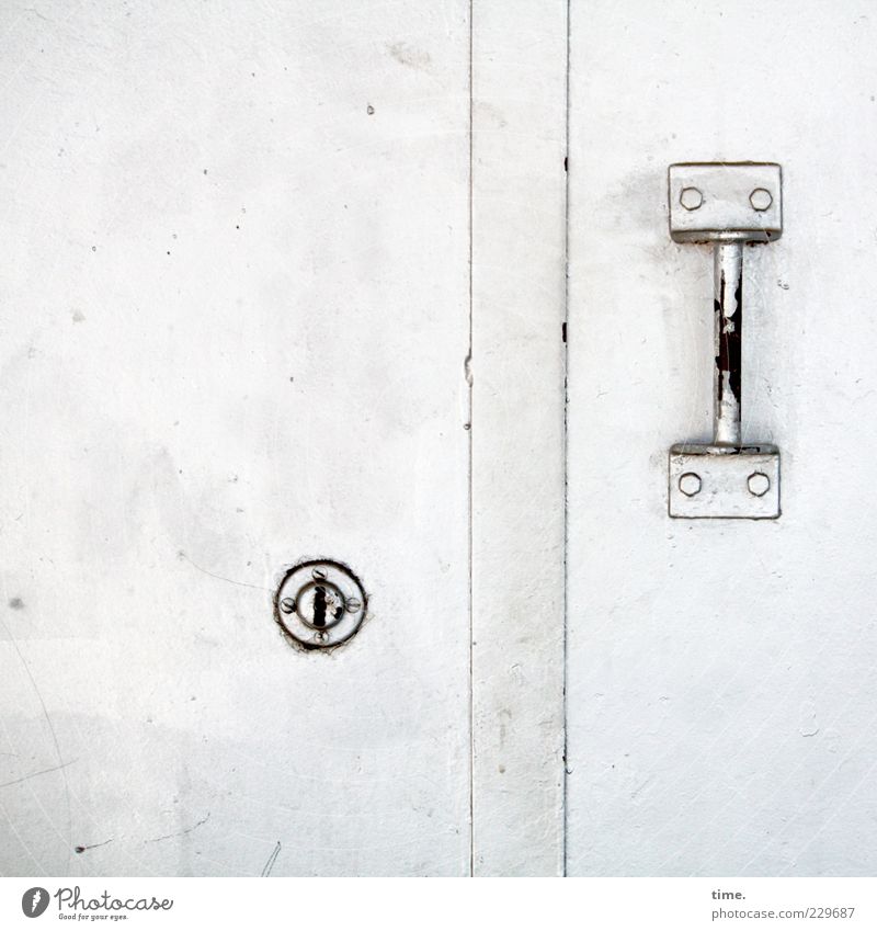 Things with Bums Door Strongbox Metal Lock Old Esthetic Bright White Safety Protection Secrecy Watchfulness Elegant Mysterious Testing & Control Arrangement