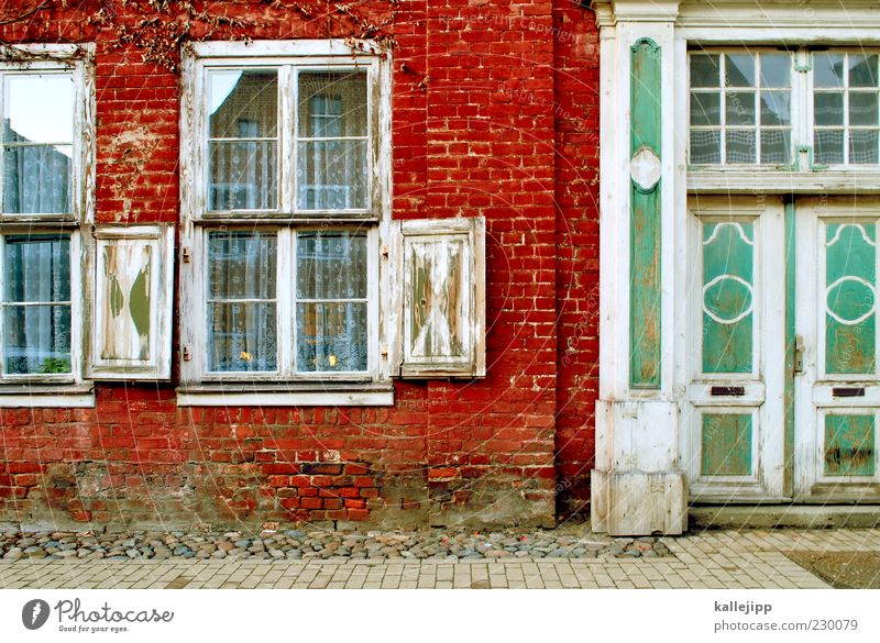 old town Small Town Old town House (Residential Structure) Detached house Wall (barrier) Wall (building) Window Door Mailbox Potsdam Colour photo Multicoloured