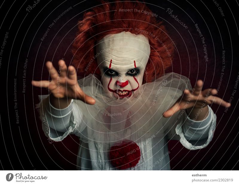 boy dressed as a clown on black background Party Event Feasts & Celebrations Carnival Hallowe'en Fairs & Carnivals Birthday Human being Masculine Infancy 1