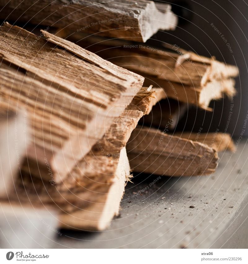 wood Wood Brown Heat Firewood Colour photo Interior shot Stack Stored Multiple Stack of wood Detail Deserted Blur Copy Space bottom
