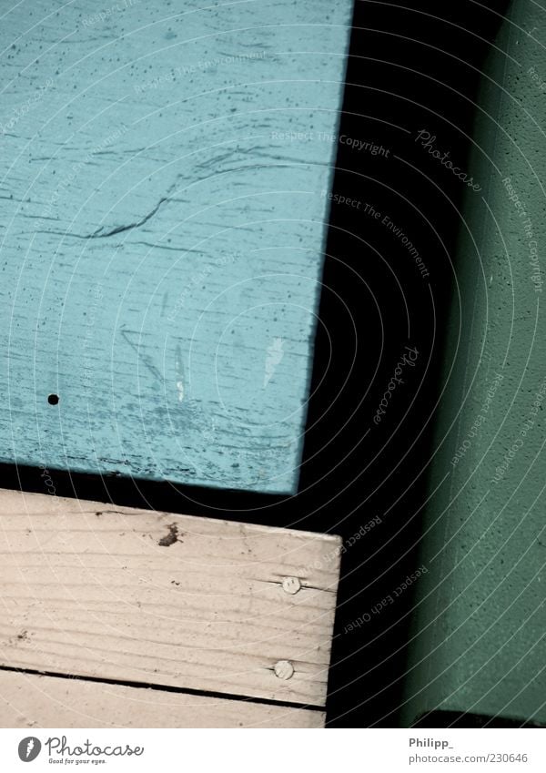 From another time... Box Wood Sharp-edged Simple Blue Green Colour Old Crate Nail Wood grain Black Colour photo Exterior shot Detail Copy Space left