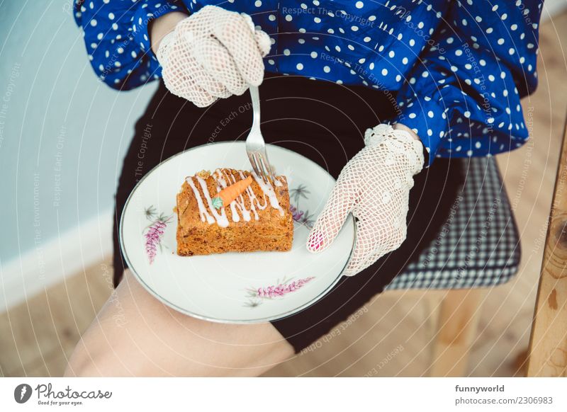 There are carrot cake <3 Food Dough Baked goods Cake Carrot Human being Feminine Woman Adults 1 Skirt Blouse Lace Gloves Relaxation Eating Delicious Break