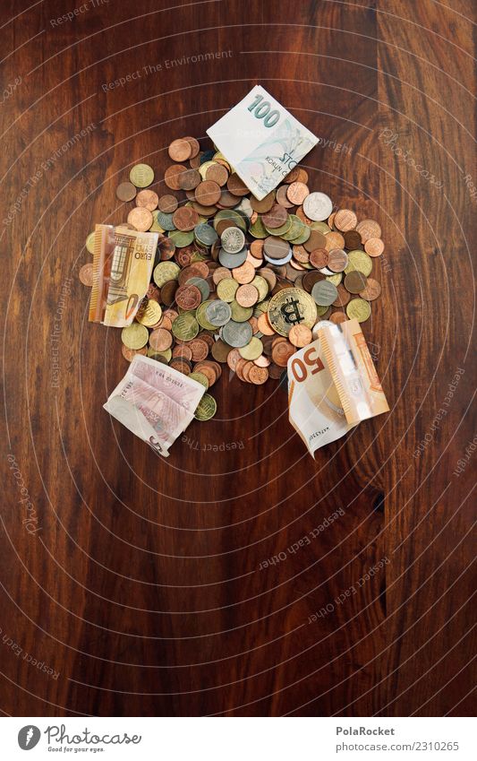 # A # bunch of cash Art Work of art Esthetic Money Coin Bank note Monetary capital Financial transaction Heap Loose change Save spared Euro Colour photo