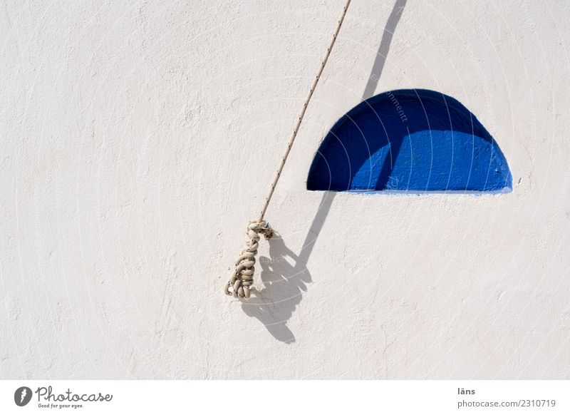 tense moment / Greece Wall (barrier) Wall (building) Knot Blue White Stress Relationship Tension Semicircle Rope Tense Colour photo Exterior shot Deserted Day