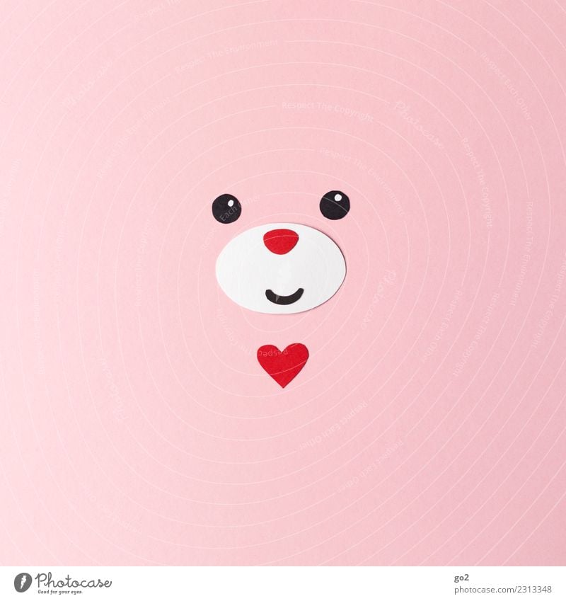 lucky bear Handicraft Valentine's Day Birthday Animal Animal face Bear 1 Paper Decoration Sign Heart Cute Pink Red Emotions Happy Happiness Safety (feeling of)