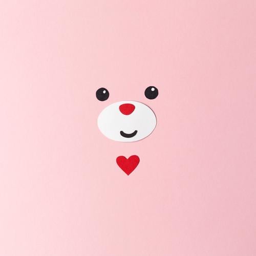 lucky bear Handicraft Valentine's Day Birthday Animal Animal face Bear 1 Paper Decoration Sign Heart Cute Pink Red Emotions Happy Happiness Safety (feeling of)