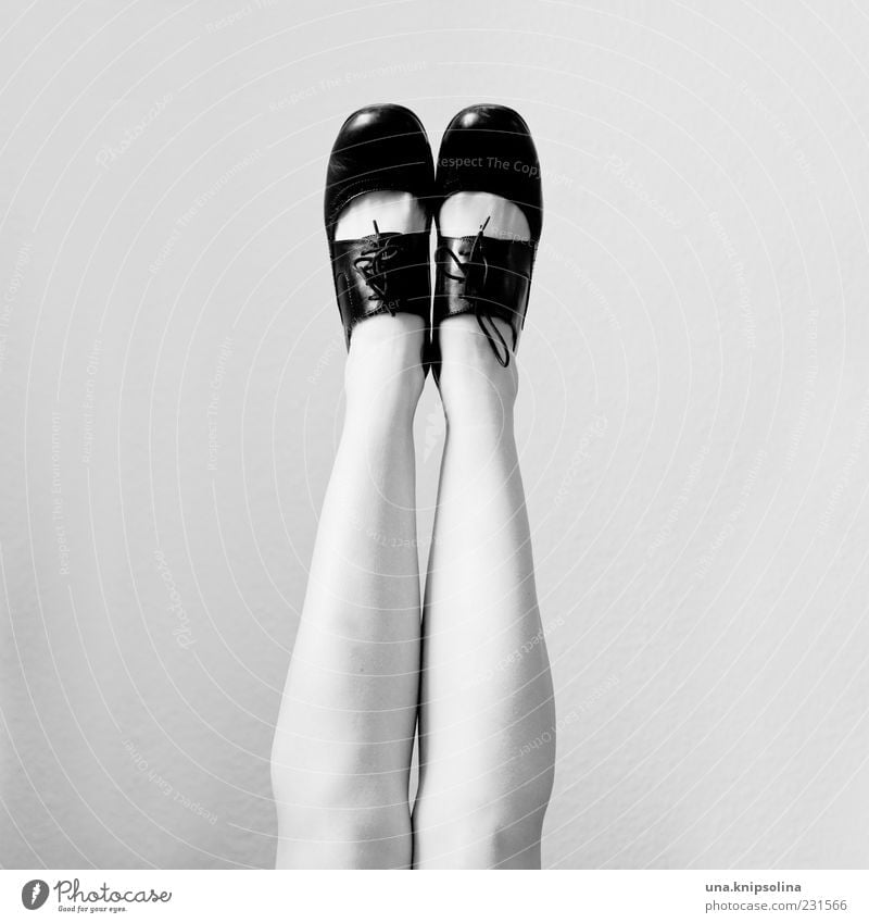 shoe Feminine Legs Feet 1 Human being Fashion Leather Footwear High heels Hang Patent shoes Glittering Reflection Retro Copy Space left Copy Space right