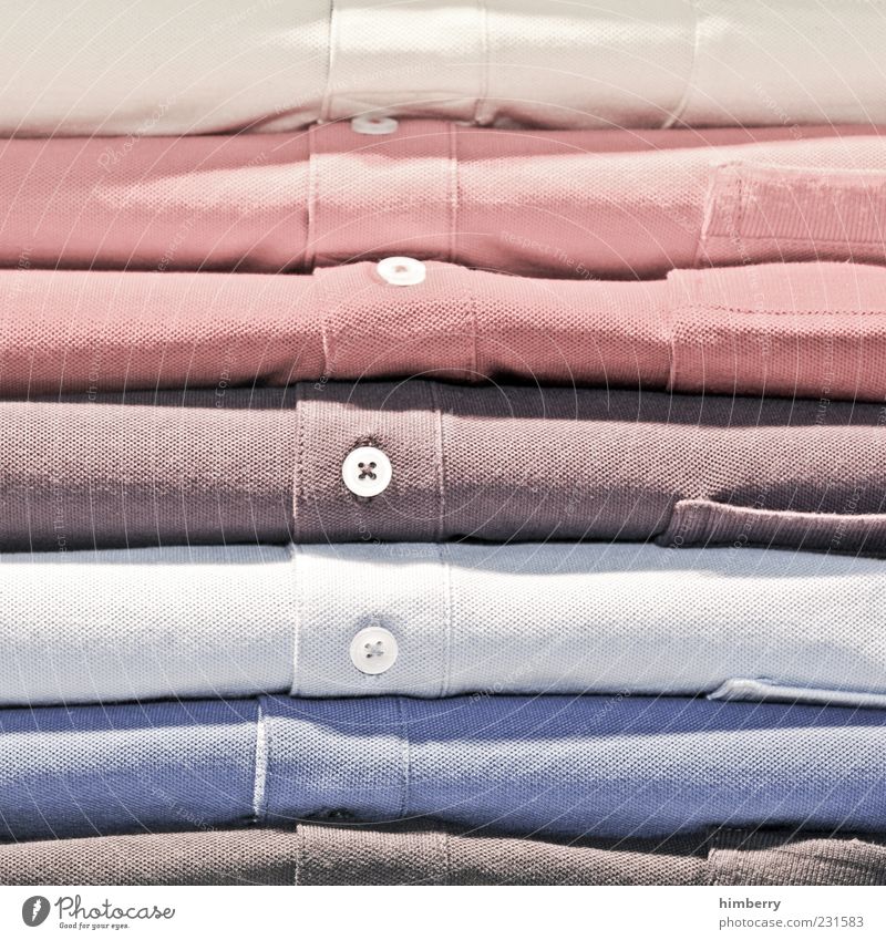 ha & em Shirt Cloth New Beautiful Blue Brown Multicoloured Gray Trade Goods Play of colours Cotton Buttons Dry goods Colour photo Interior shot Detail Stack