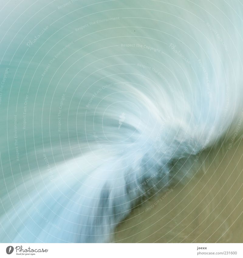 aground Sand Water Waves Wild Blue Brown Beach Surf Smooth Colour photo Exterior shot Copy Space left Day Long exposure Motion blur White crest Splash of water