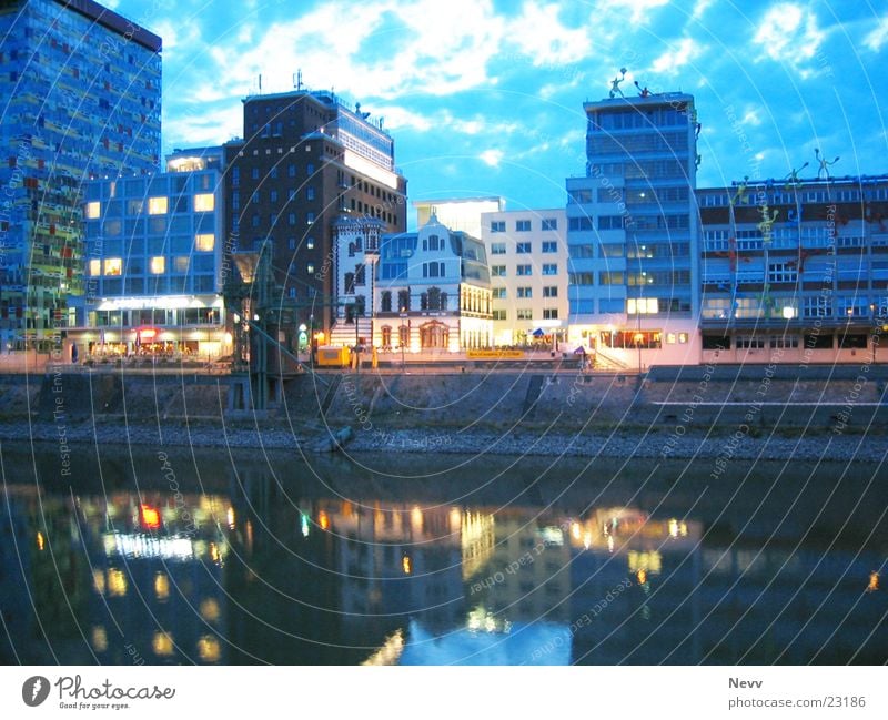 media harbour Light Europe Duesseldorf Harbour long-disc imaging hare Water Sky Blue