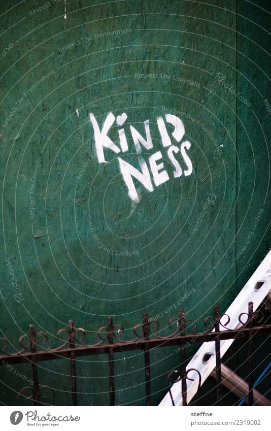 kindness graffiti on wall Signs and labeling Graffiti Friendliness New York City Colour photo Exterior shot Deserted Copy Space top Copy Space middle
