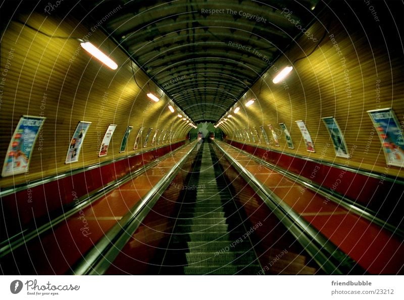 trip to prague Underground Escalator Prague Loneliness Tunnel Tunnel vision Retro Architecture